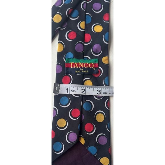 TANGO by Max Raab Men's Dress Shirt Tie Dots Print 100% Microfiber (Made In USA) - Picture 5 of 6